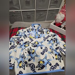 Bluey Kids' Fleece Sweater - Blue and White